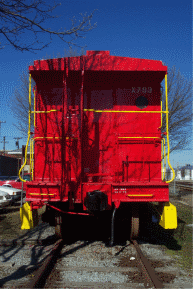 Rear view of a caboose