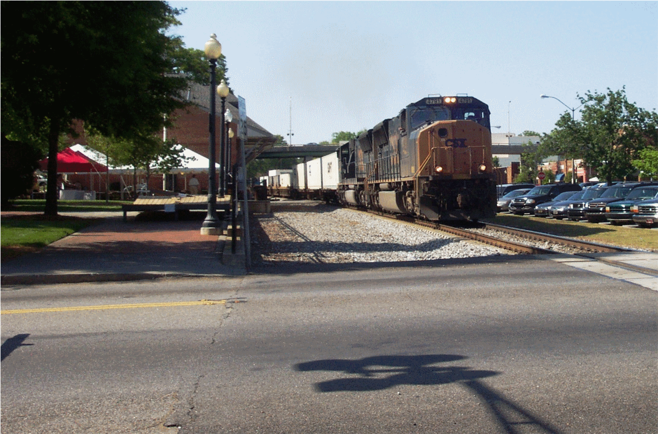 CSX train by Cartersville Depot