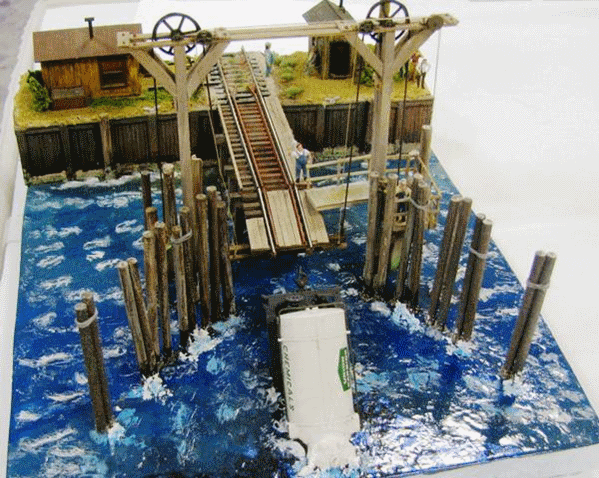 Tank car in the water