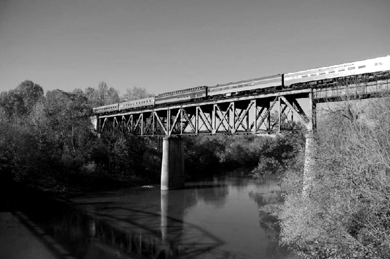 Train crossing over high bridge