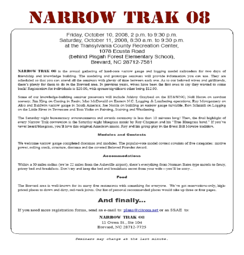Narrow Trak 08 Flyer